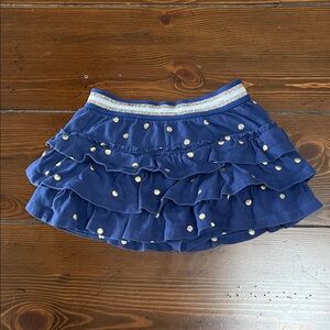 Blue Ruffled Skort with Gold Polka Dots